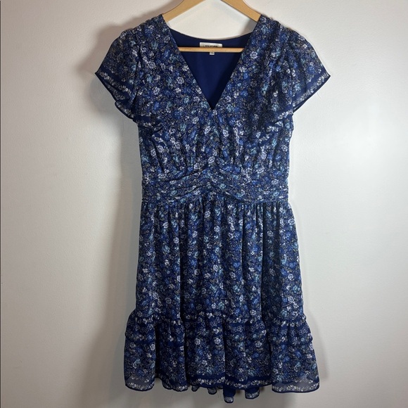 Max Studio Blue Floral Ruffled Mini Dress - Picture 4 of 14